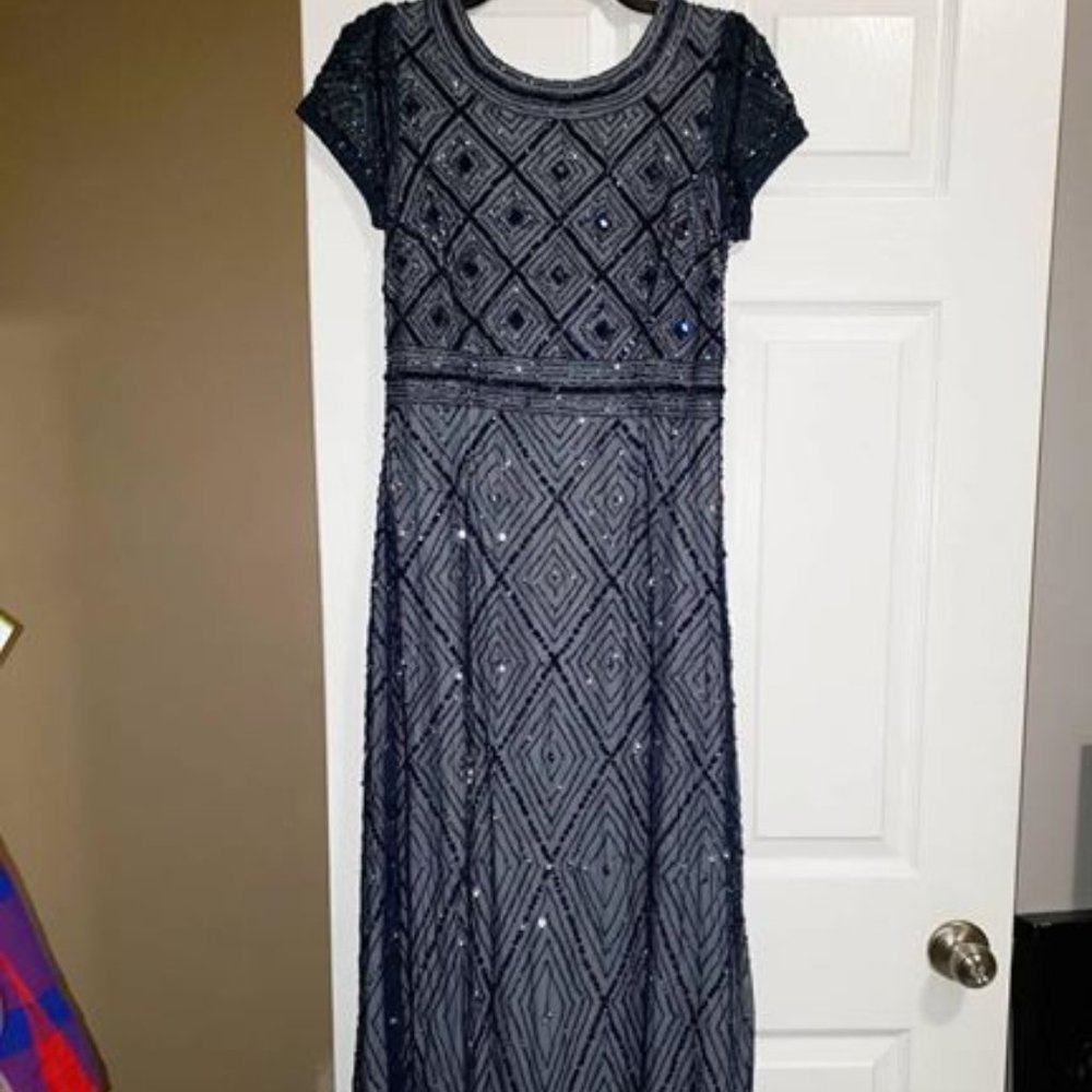 Adrianna Papell beaded floor length dress 6